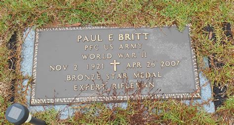 PFC Paul Elmo Britt 1921 2007 Find A Grave Memorial