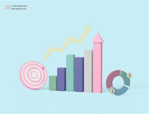 O gráfico de estoque 3d e a seta atingem o centro do alvo PSD Premium