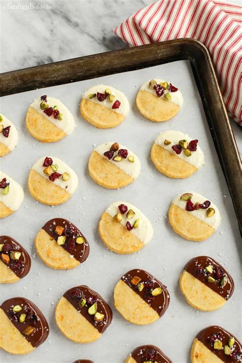 Chocolate Dipped Orange Shortbread Cookies A Farmgirls Dabbles