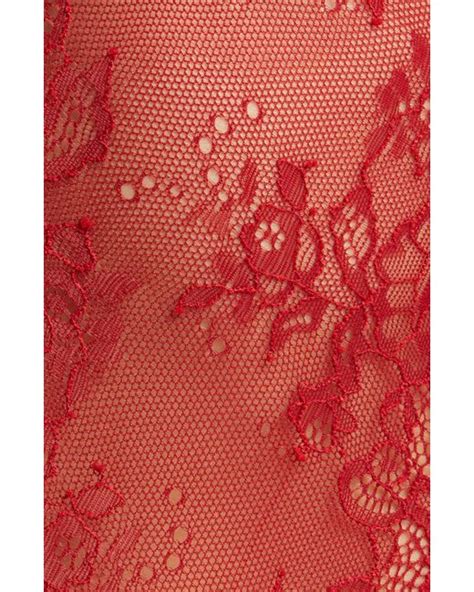 Oh La La Cheri Zuria Lace Bodysuit In Red Lyst