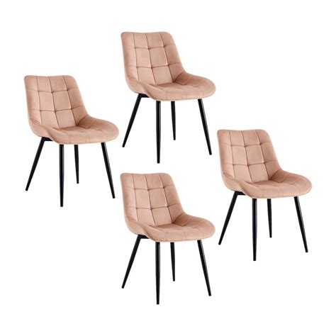 Novahus Pack 4 Sillas Comedor Terciopelo Enrico Beige