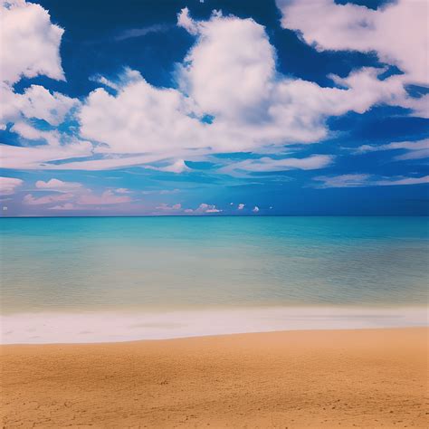 Colorful Realistic Beach Ocean Blue Sky · Creative Fabrica