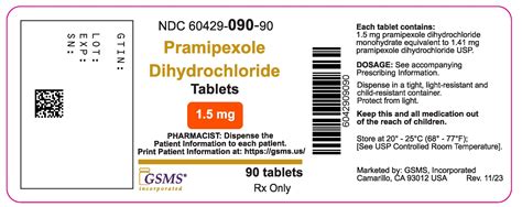 Dailymed Pramipexole Dihydrochloride Tablet