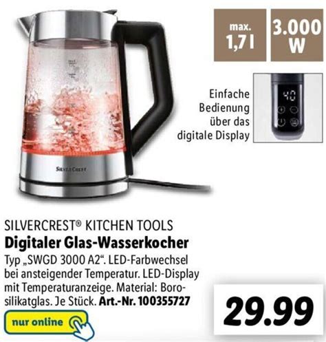 Silvercrest Kitchen Tools Digitaler Glas Wasserkocher Swgd A