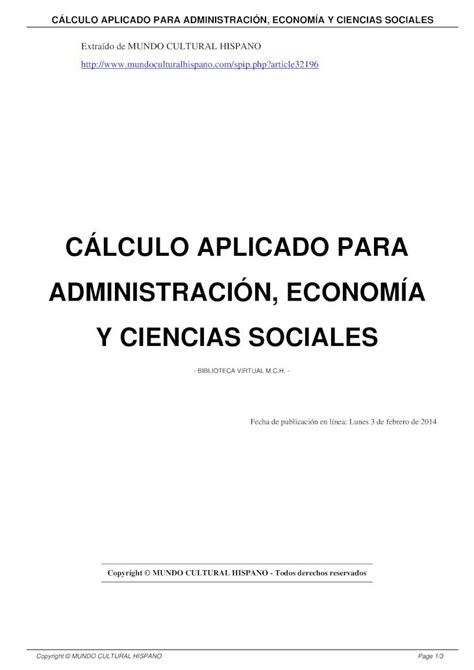 Pdf C Lculo Aplicado Para Administraci N Lculo De Varias Variables