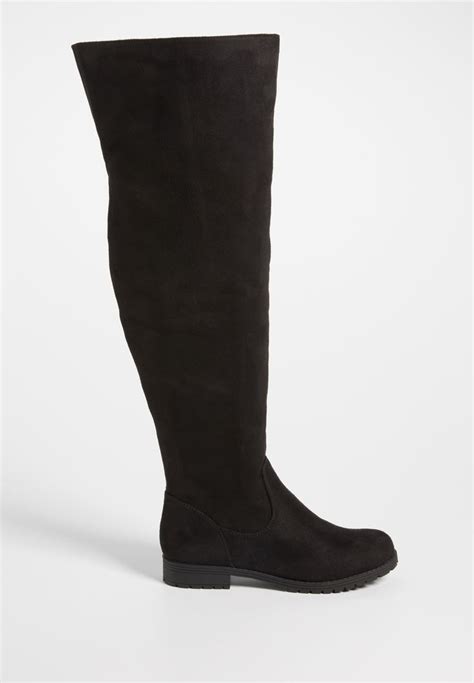 Sydney Wide Calf Faux Suede Over The Knee Boot In Black Original Price