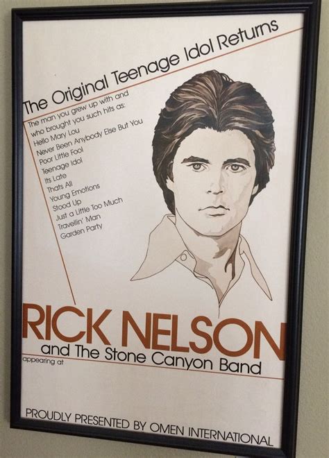 Rick Nelson And The Stone Canyon Band Concert Poster Slick From 1976