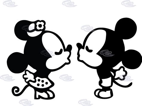 Mickey And Minnie Mouse Kissing Silhouette