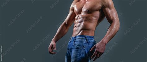 Banner Templates With Muscular Man Muscular Torso Six Pack Abs Muscle