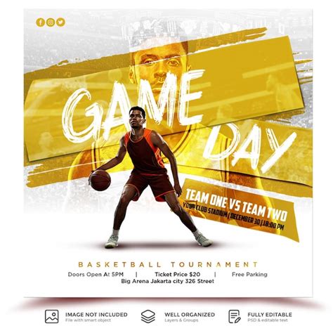 Premium PSD | Basketball gameday social media instagram banner template