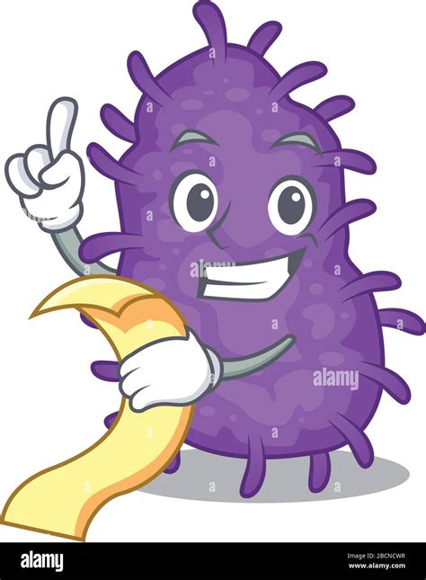 Bacteria Bacilli Mascot Character Design With A Menu On His Hand Stock