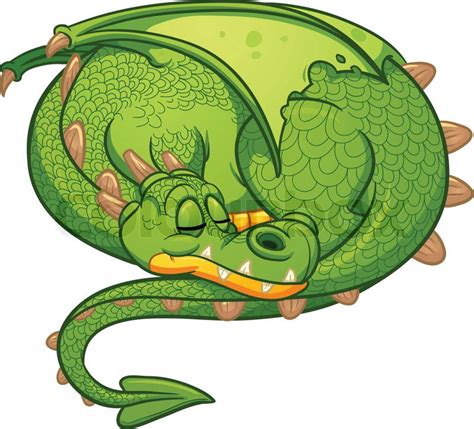 Cute Cartoon Sleeping Dragon Vector Stock Vector Colourbox