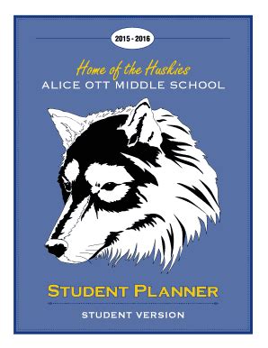 Fillable Online Alice Ott Middle School Student Planner Handbook Fax ...