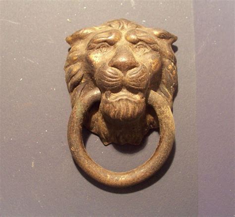 Vintage Brass Lion Head Drawer Pulls Four 4 Small Lion Head