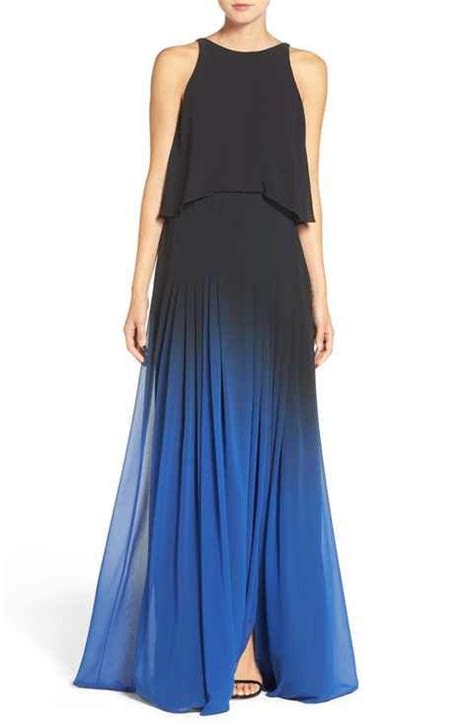 Halston Heritage Ombré Silk Gown Elemental Evening Dresses Maxi