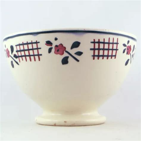 Bol Ancien Fa Ence D Cor Fleurs Pochoir Vintage Bowl Digoin