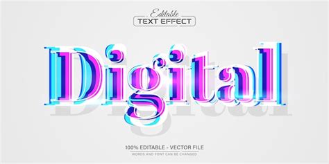 Efeito De Texto De Estilo De Falha Digital Edit Vel Vetor Premium