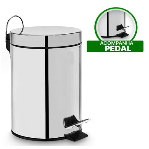 Lixeira Banheiro Pedal 5 Litros 100 Inox Cesto Removivel Lixo Cozinha