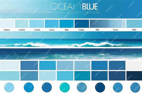 Premium Photo Ocean Blue Color Palette Blue Color Code Guide Palette