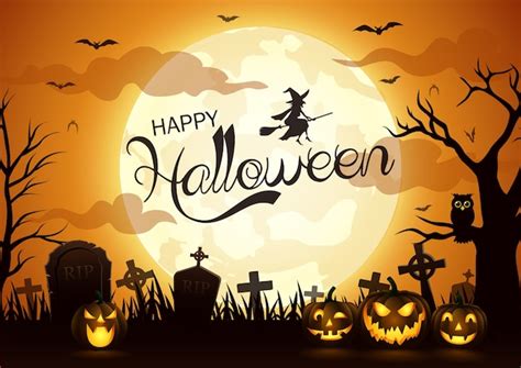 Premium Vector Halloween Night Background With Pumpkin Vector