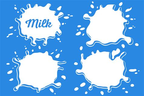 Set Splashes Of Milk Splash Flat Style White Cow S Milk For Use In