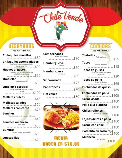 Menu At Chile Verde Restaurant Ajijic