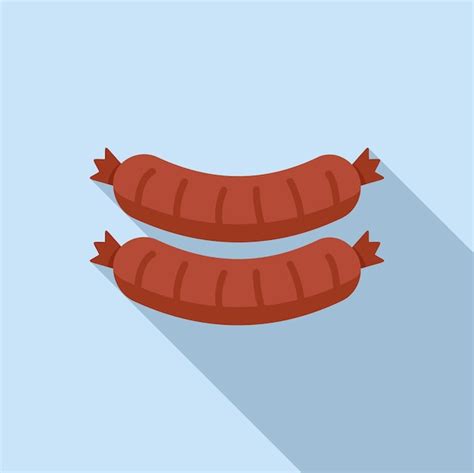 Premium Vector Cooked Sausages Icon Flat Vector Grill Food Dinner Pork