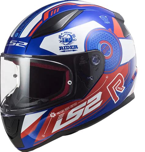 Casco Integrale Ls Ff Rapid Stratus Blu Rosso Bianco