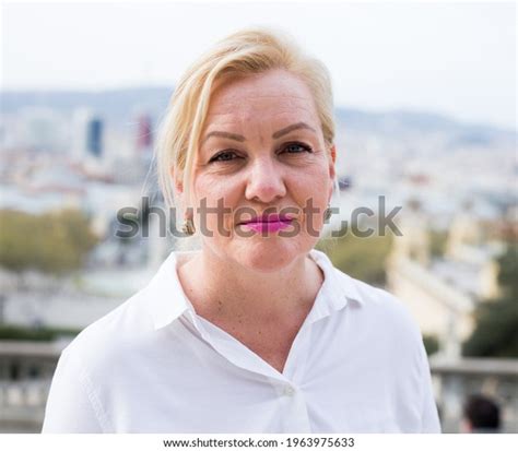 Portrait Positive Mature Woman Standing Outside Stock Photo Shutterstock