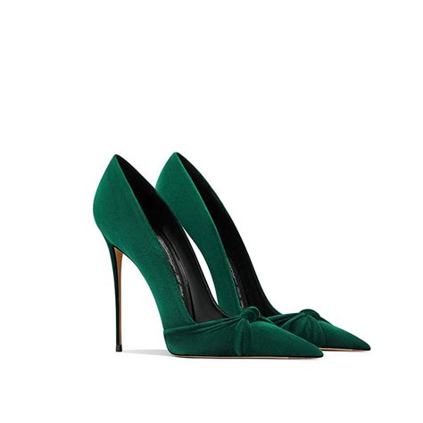 Vintage / Retro Dark Green Prom Bow Pumps 2024 Leather 10 cm Stiletto ...