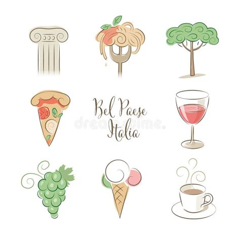 Italy Symbols And Icons Set Stock Vector Illustration Of Mask Italy