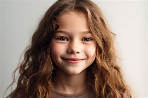 Retrato De Uma Adolescente Sorridente E Feliz Retrato De Estúdio De Uma Adolescente Na Infância