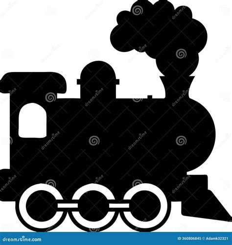 Locomotive Silhouette With Wagons Cartoon Vector