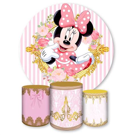 Capa Painel Trio Capas Cilindros Sublimados Tema Minnie 782 Painel