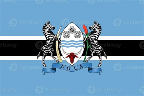 The official current flag and coat of arms of Republic of Botswana