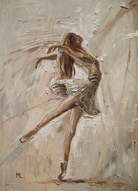 A Painting Of A Ballerina In White And Brown