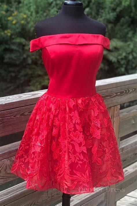 Off Shoulder Short Red Lace Prom Dress Off Shoulder Red Lace Formal G