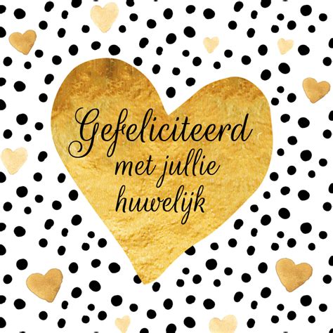 Felicitatie Huwelijk Gouden Hart Kaartje Go