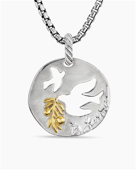 David Yurman Dy Elements Dove Pendant In Sterling Silver With 18k