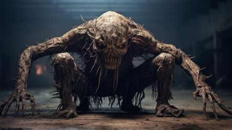 Premium Ai Image Scary Demon Creature In Underground Room Vray