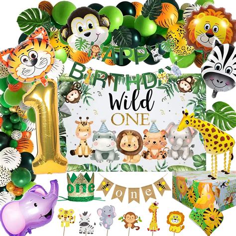 Buy Safari 1st Birthday Decorations For Boy Wild One Backdorp Happy