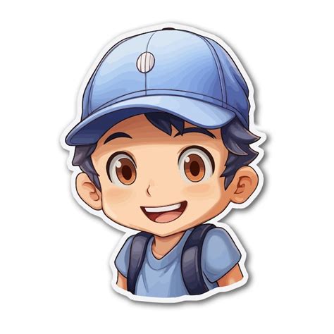 Una imagen de caricatura de un niño con una gorra azul con una imagen