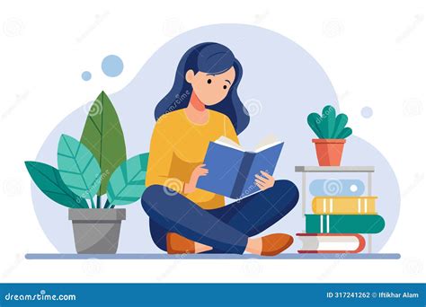 Woman Engaged In Reading A Book While Seated On The Floor In A Simple