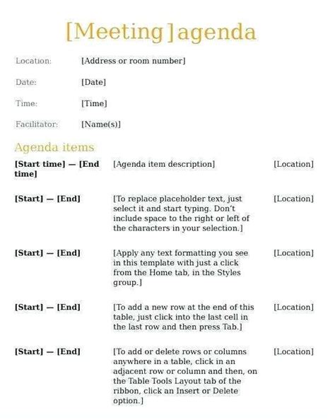 Google Docs Agenda Template - Printable Word Searches