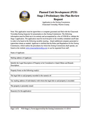Fillable Online Planned Unit Development PUD Stage 2 Preliminary Site