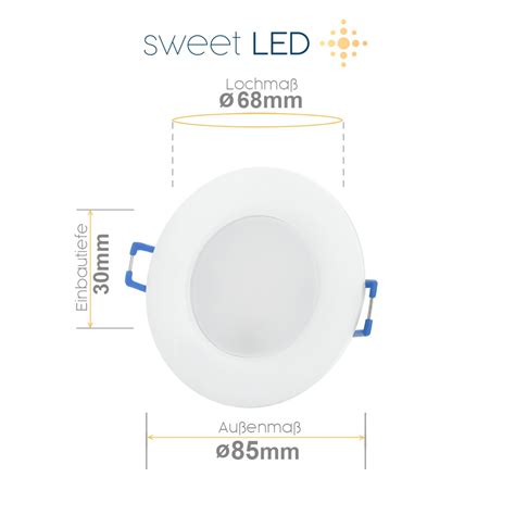 Einbaustrahler Bad Led Er Pack Rund Wei Ip Watt Kaltwei Led