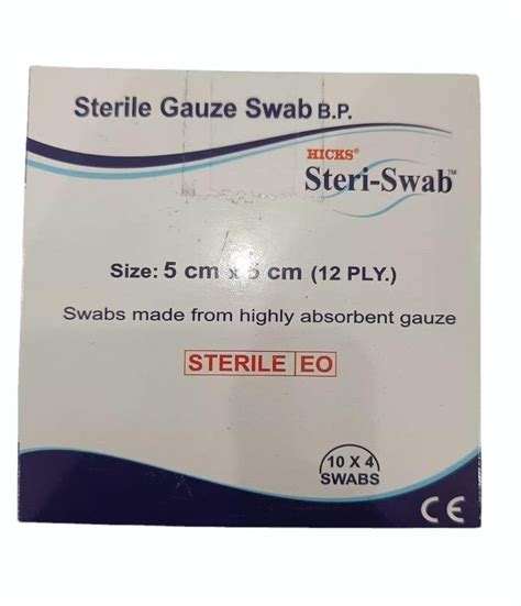 Cotton White Sterile Gauze Swab Size 5cm X 5cm 12 Ply At Rs 147 Box