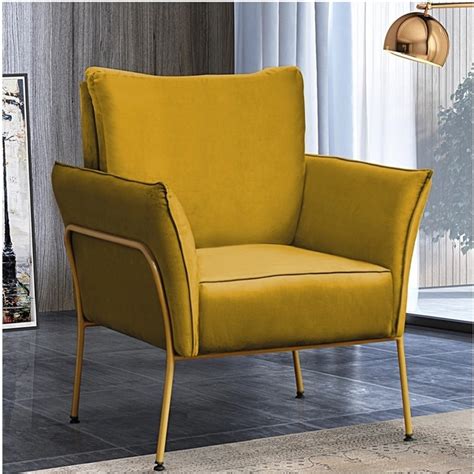 Poltrona Joelma Suede Amarelo Base Dourada Bnn Decor Leroy Merlin