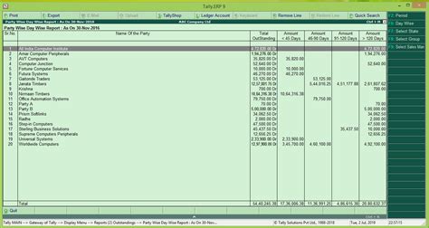 Outstanding Report Based On Day Wise Sales Tally Tdl