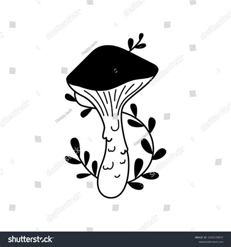 Vector Black And White Wild Forest Mushroom Royalty Free Stock Vector